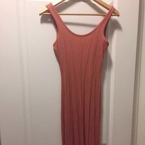 Coral / Peach Ribbed stretchy dress